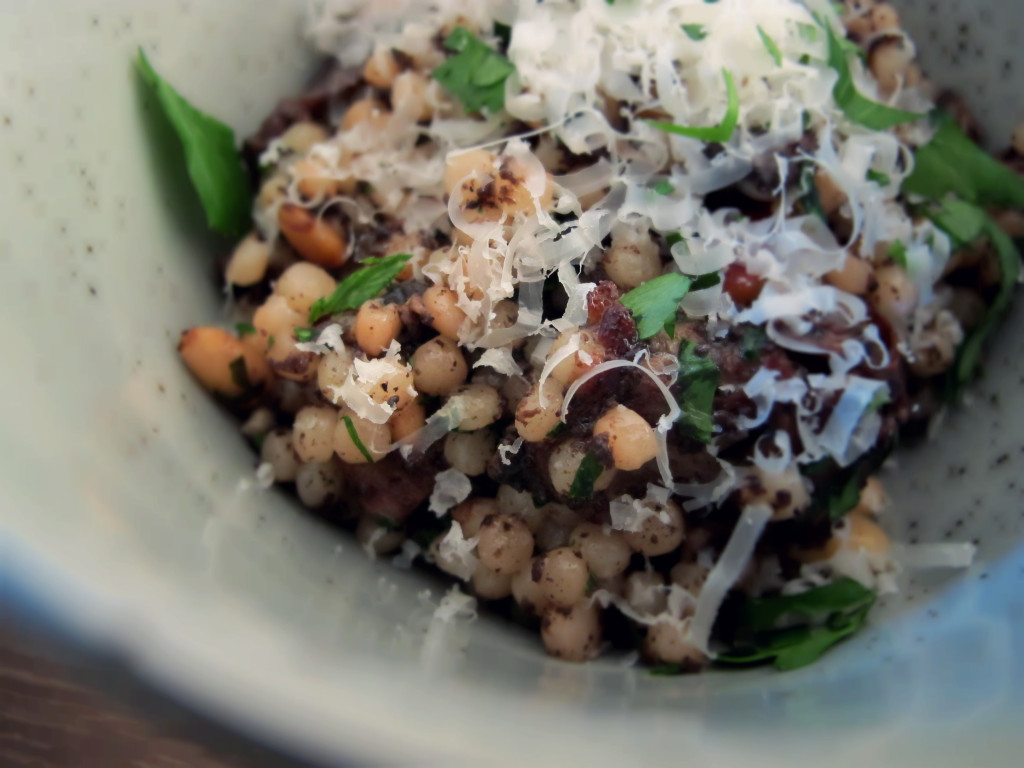 Israeli Couscous with Wild Mushrooms & Truffle Pate