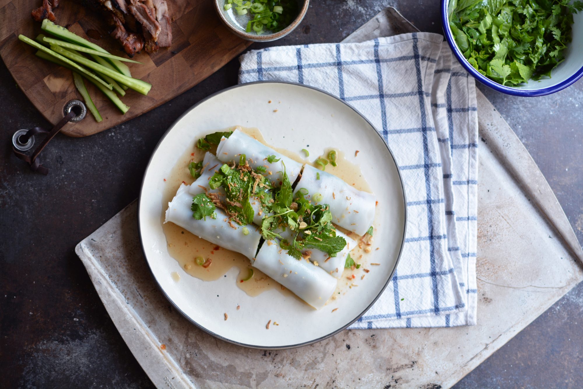 Vietnamese Lemongrass Pork Rolls (bánh cuốn)