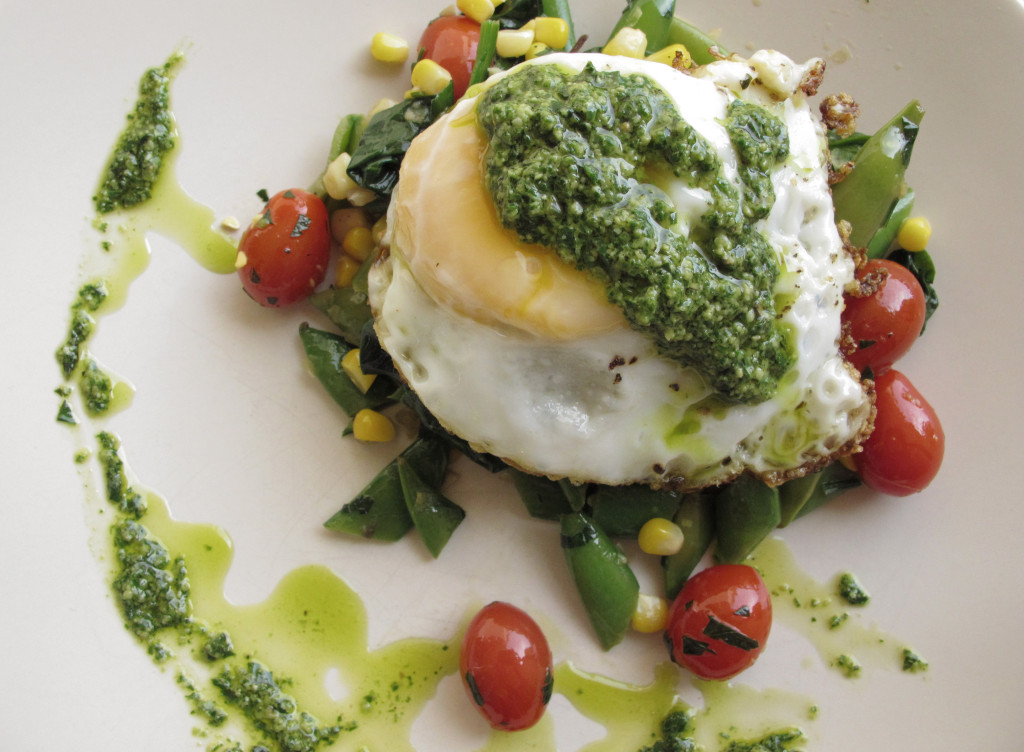 Spring Vegetable Hash with Pesto