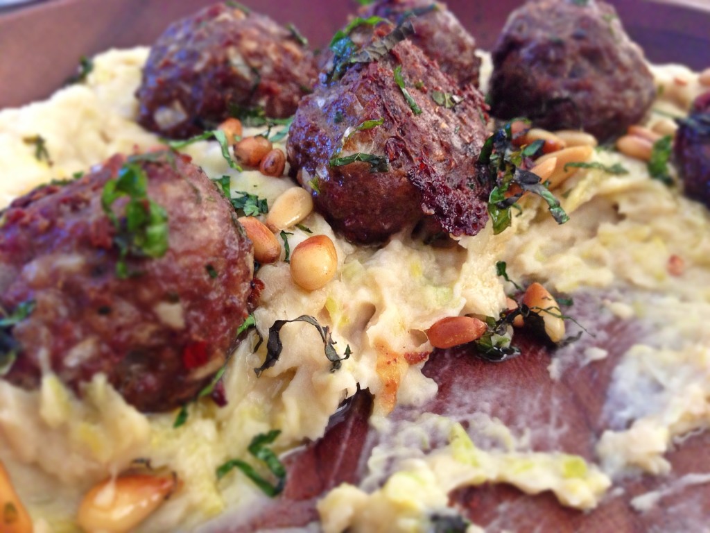 Lamb Kofta Meatballs with Bean Puree