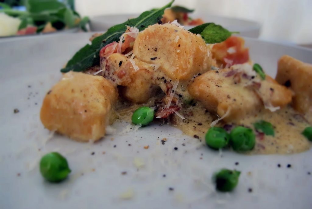 Sweet Potato & Ricotta Gnocchi with Pancetta Cream Sauce